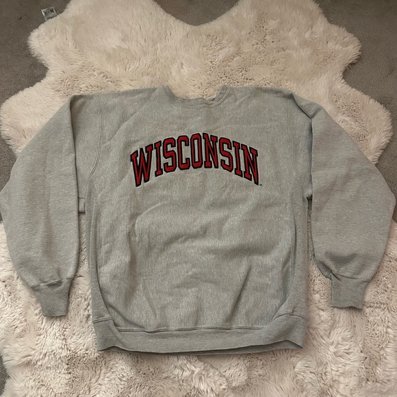 Gray Wisconsin Crewneck Sweater - Picture 1 of 4